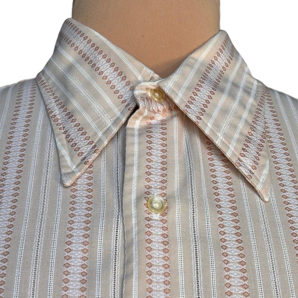 Vintage 70s Federico Pio Austria Striped Button Down Shirt Cream Neutral Top